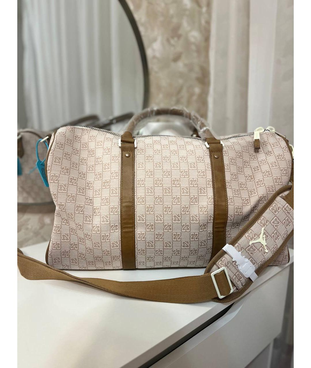 JORDAN Бежевая тканевая дорожная/спортивная сумка, фото 4