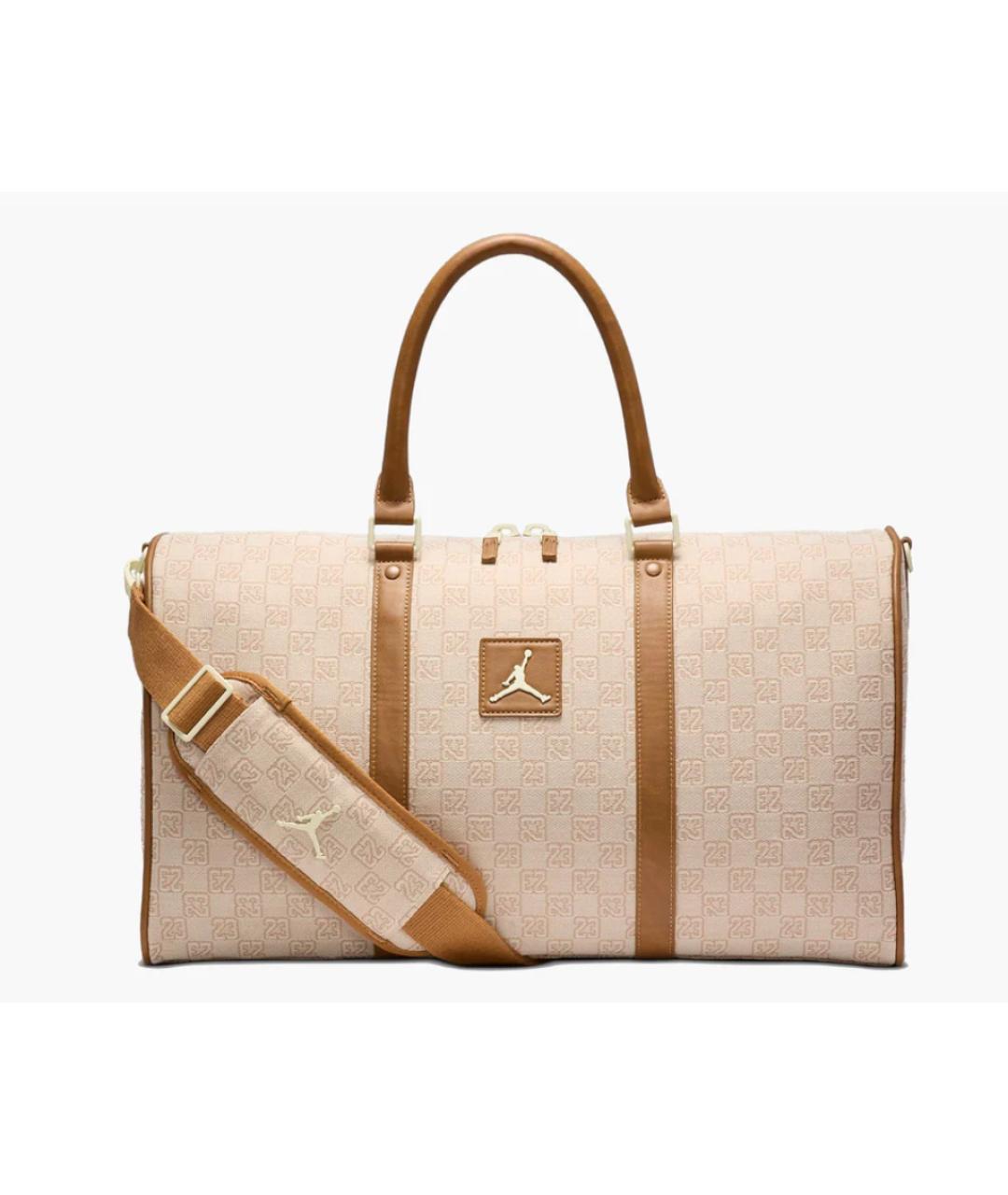 JORDAN Бежевая тканевая дорожная/спортивная сумка, фото 8