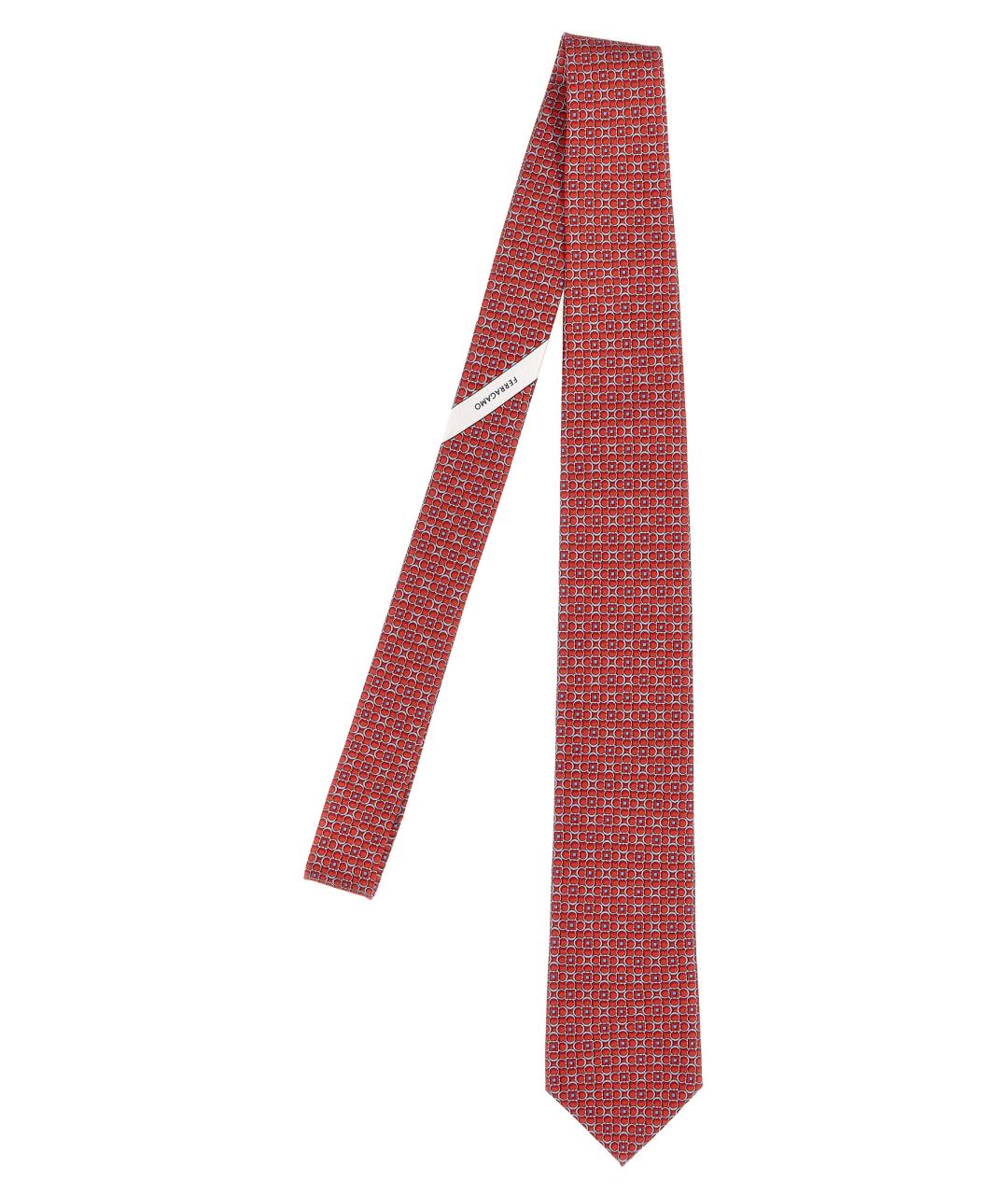 SALVATORE FERRAGAMO Красный шелковый галстук, фото 1