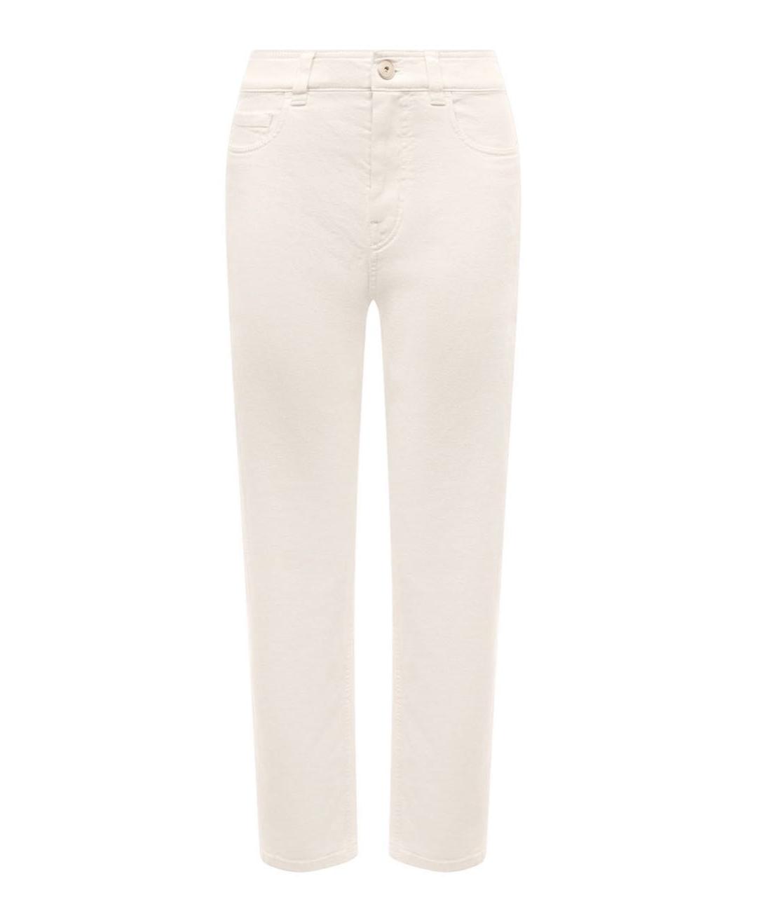 BRUNELLO CUCINELLI Белые хлопко-эластановые прямые джинсы, фото 4