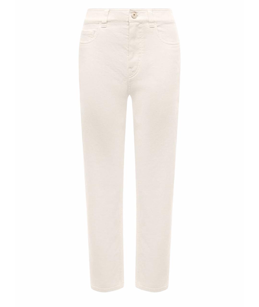 BRUNELLO CUCINELLI Белые хлопко-эластановые прямые джинсы, фото 1
