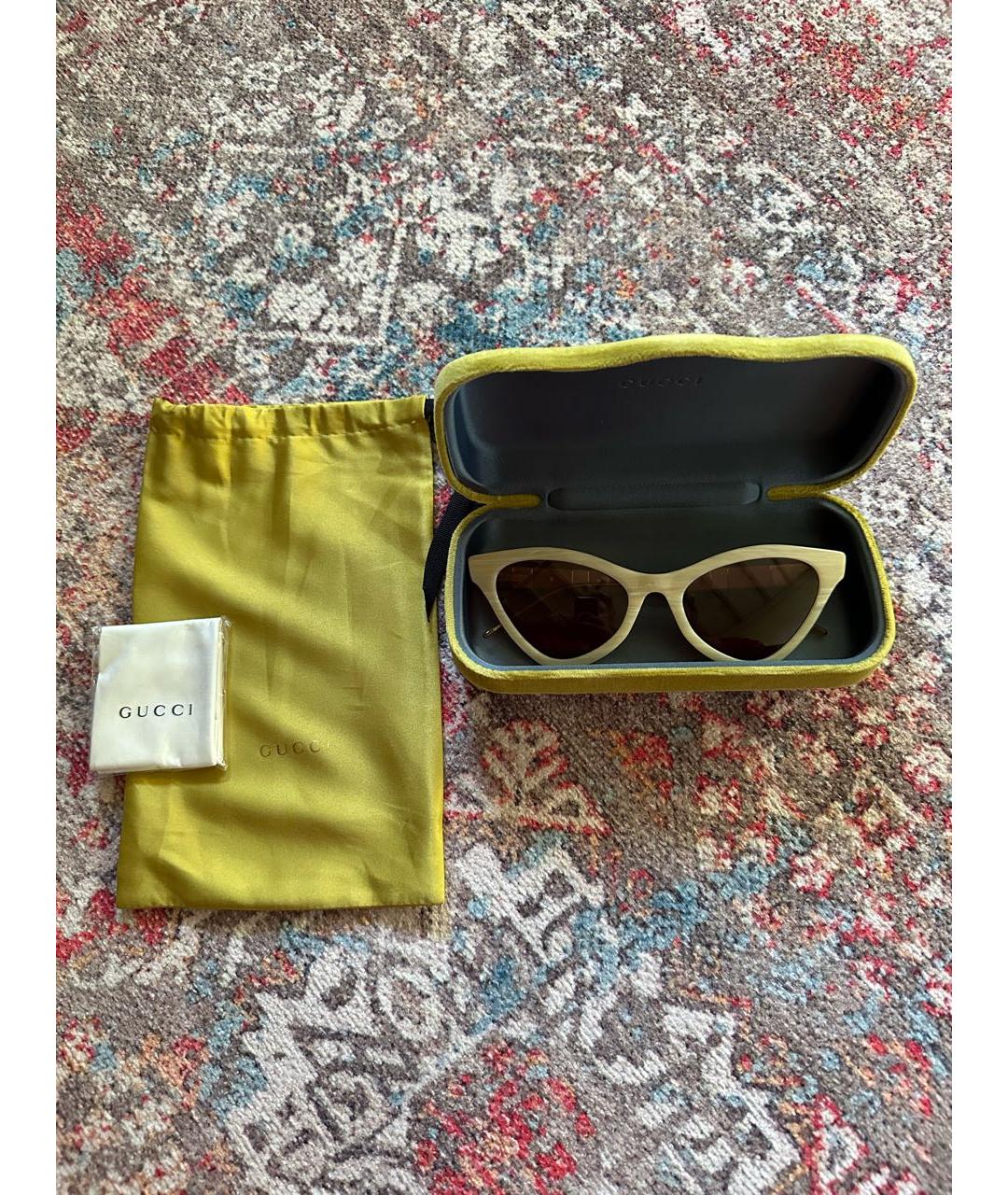 GUCCI Бежевые пластиковые солнцезащитные очки, фото 4