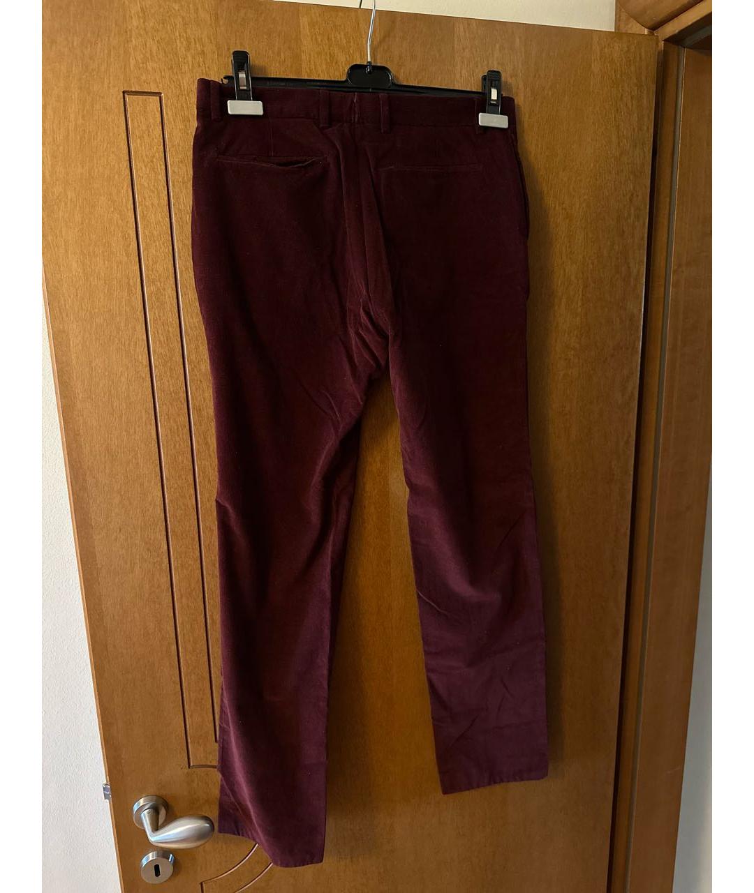 PAUL SMITH Бордовые хлопковые повседневные брюки, фото 2