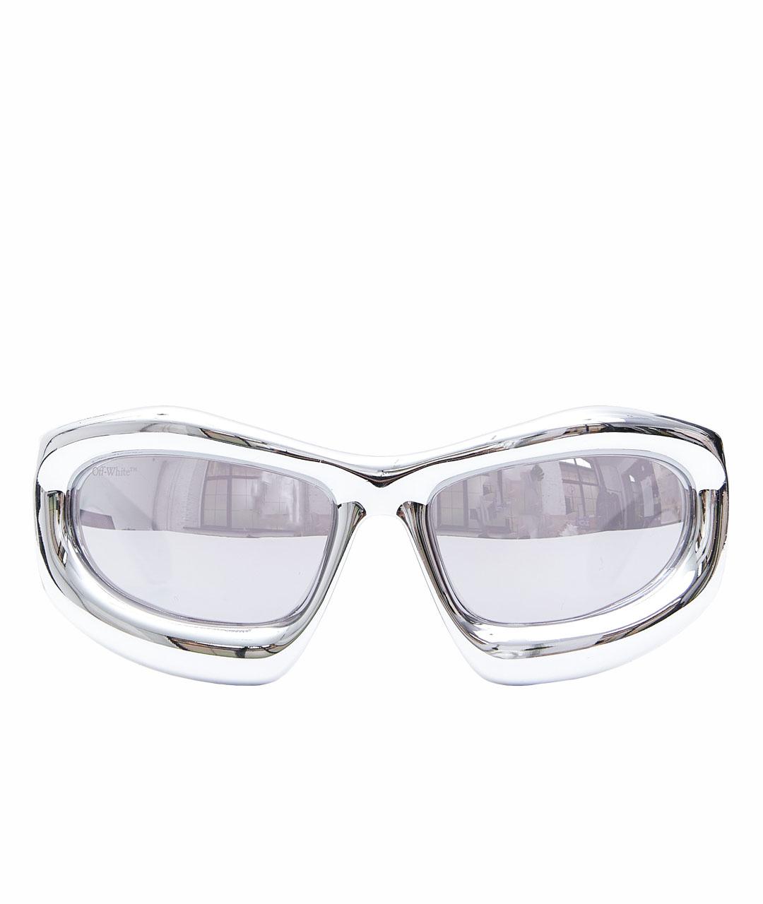 OFF-WHITE Серебряные пластиковые солнцезащитные очки, фото 1