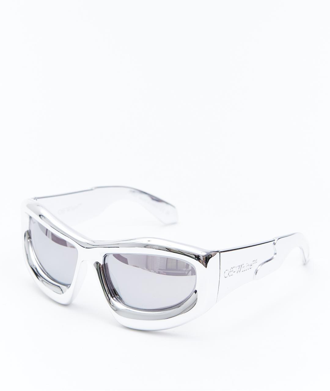 OFF-WHITE Серебряные пластиковые солнцезащитные очки, фото 3