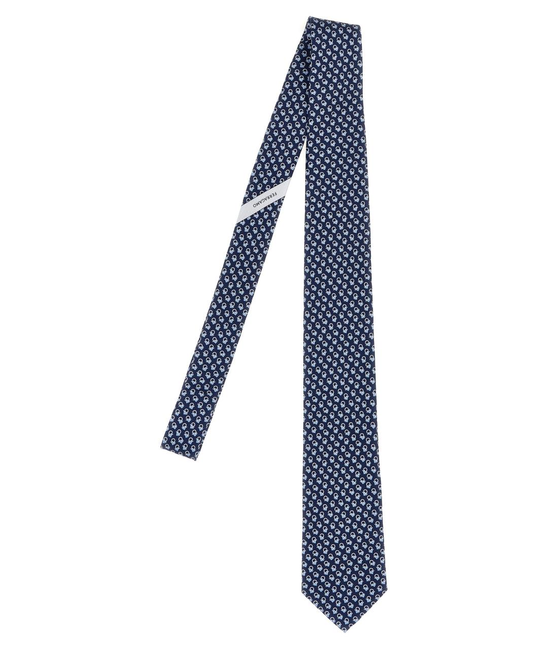 SALVATORE FERRAGAMO Синий шелковый галстук, фото 1
