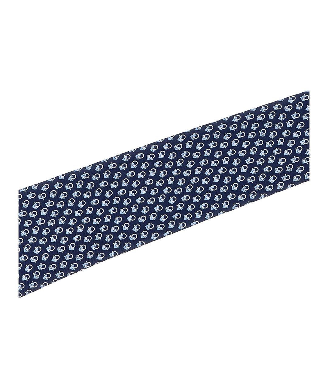SALVATORE FERRAGAMO Синий шелковый галстук, фото 3
