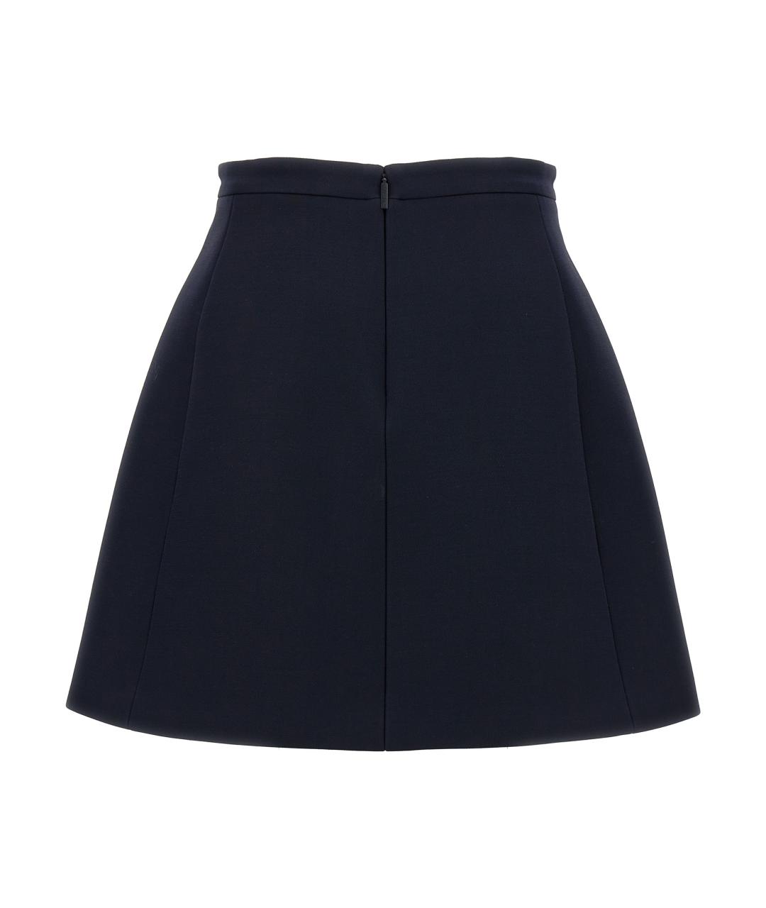 VALENTINO Темно-синяя шерстяная юбка мини, фото 2