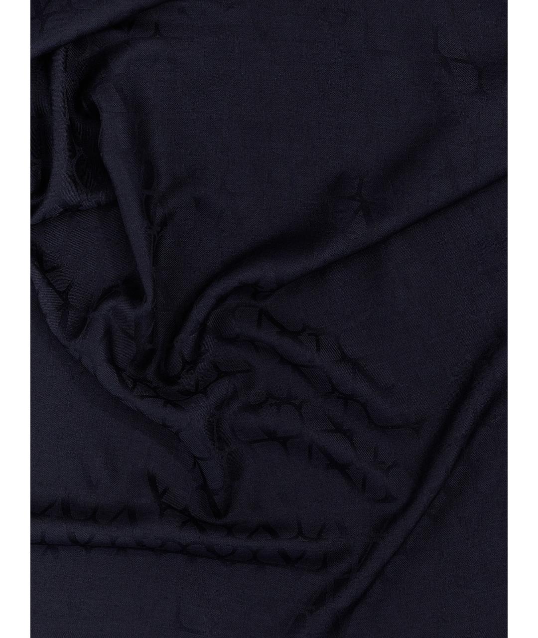 VALENTINO Темно-синий шерстяной шарф, фото 3