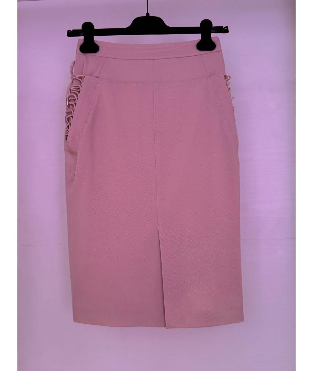 ROBERTO CAVALLI Розовая шерстяная юбка миди, фото 2