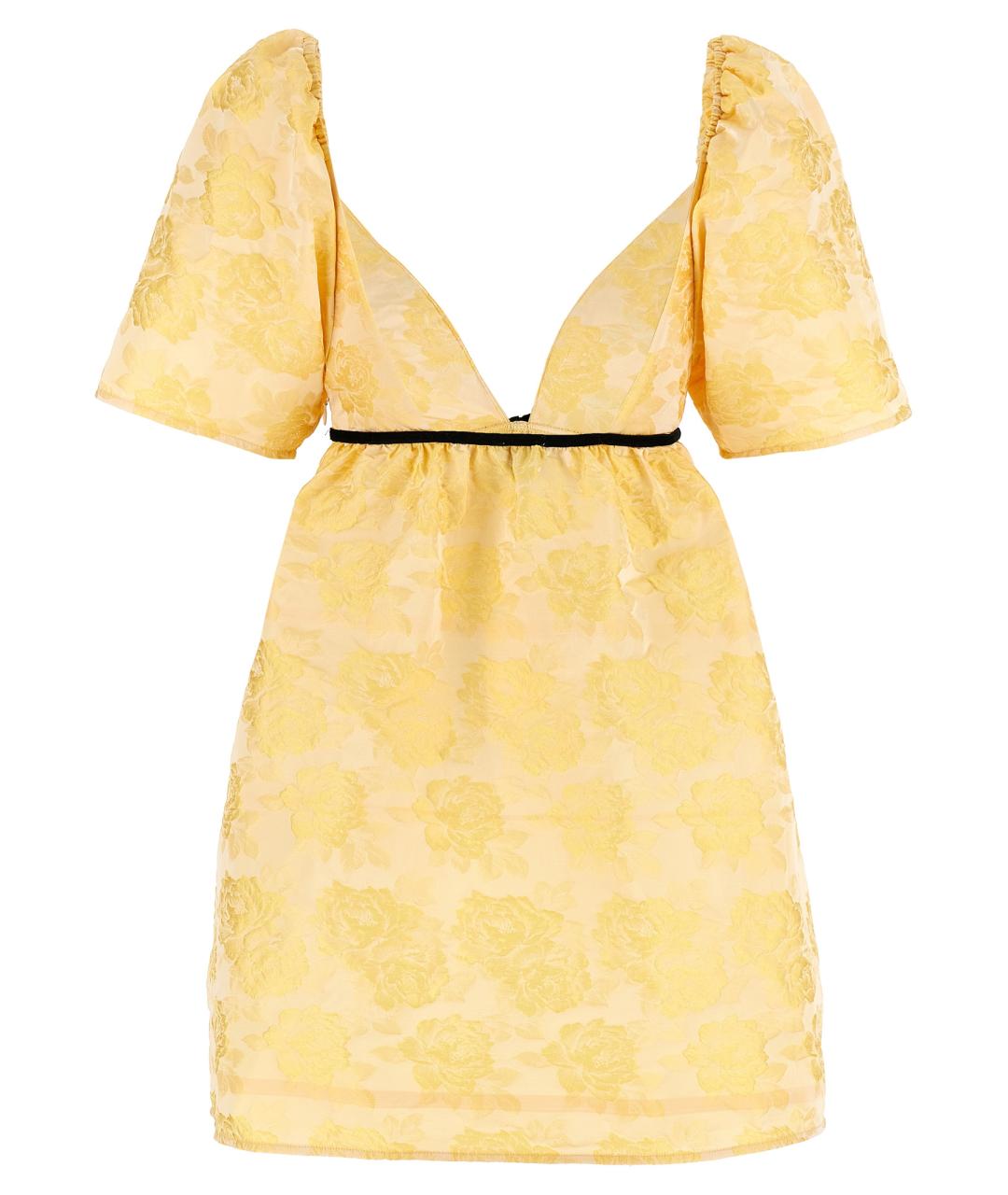 GANNI Желтое полиэстеровое коктейльное платье, фото 2