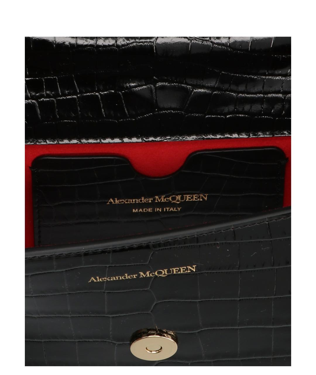 ALEXANDER MCQUEEN Черная кожаная сумка через плечо, фото 4