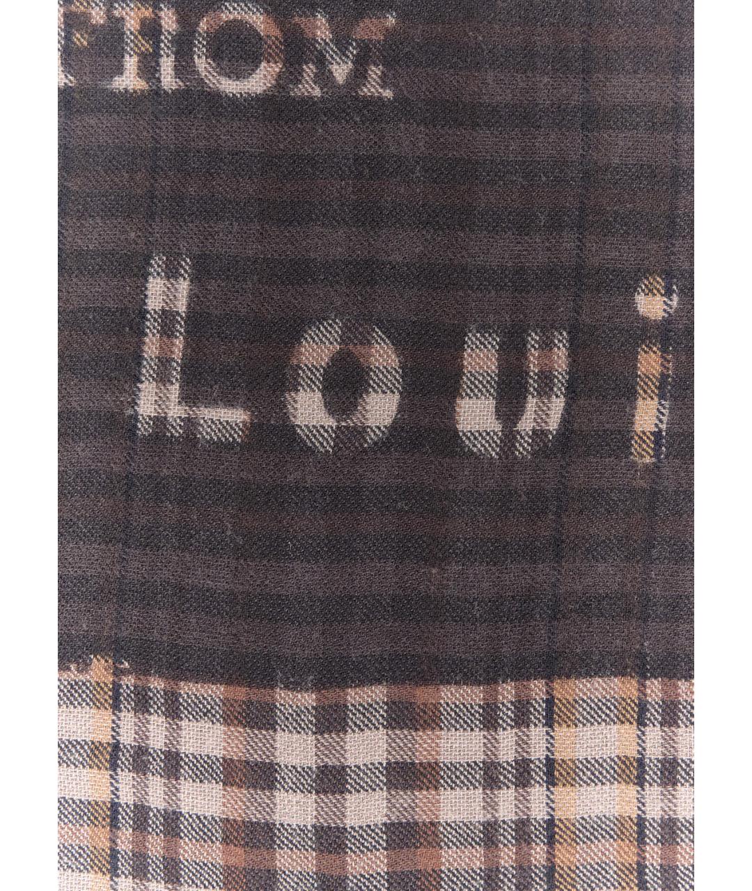 LOUIS VUITTON PRE-OWNED Коричневый шерстяной платок, фото 4