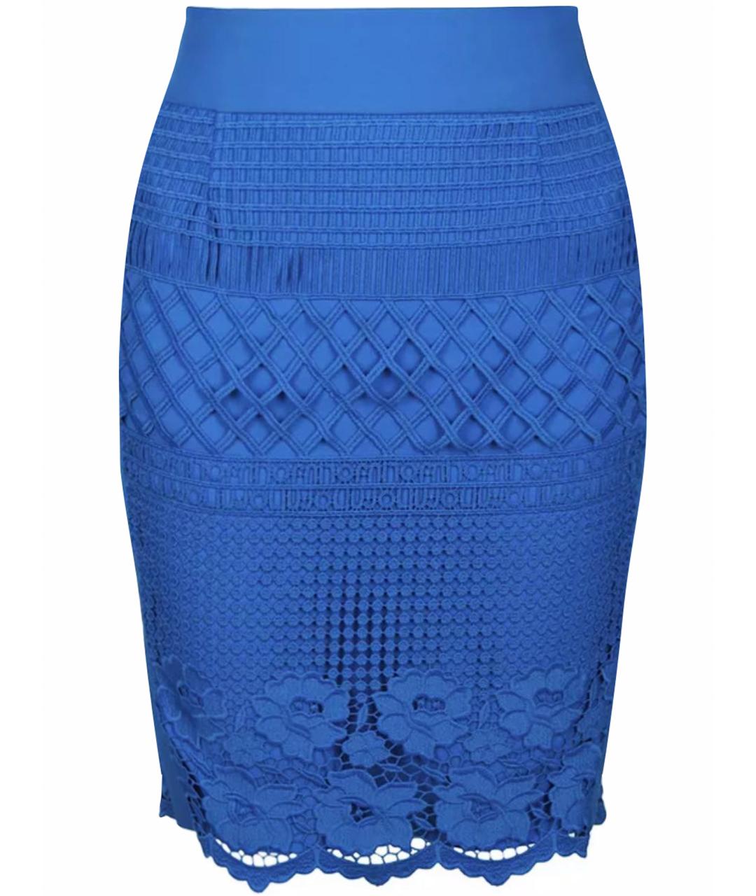 LIU JO Синяя кружевная юбка миди, фото 1