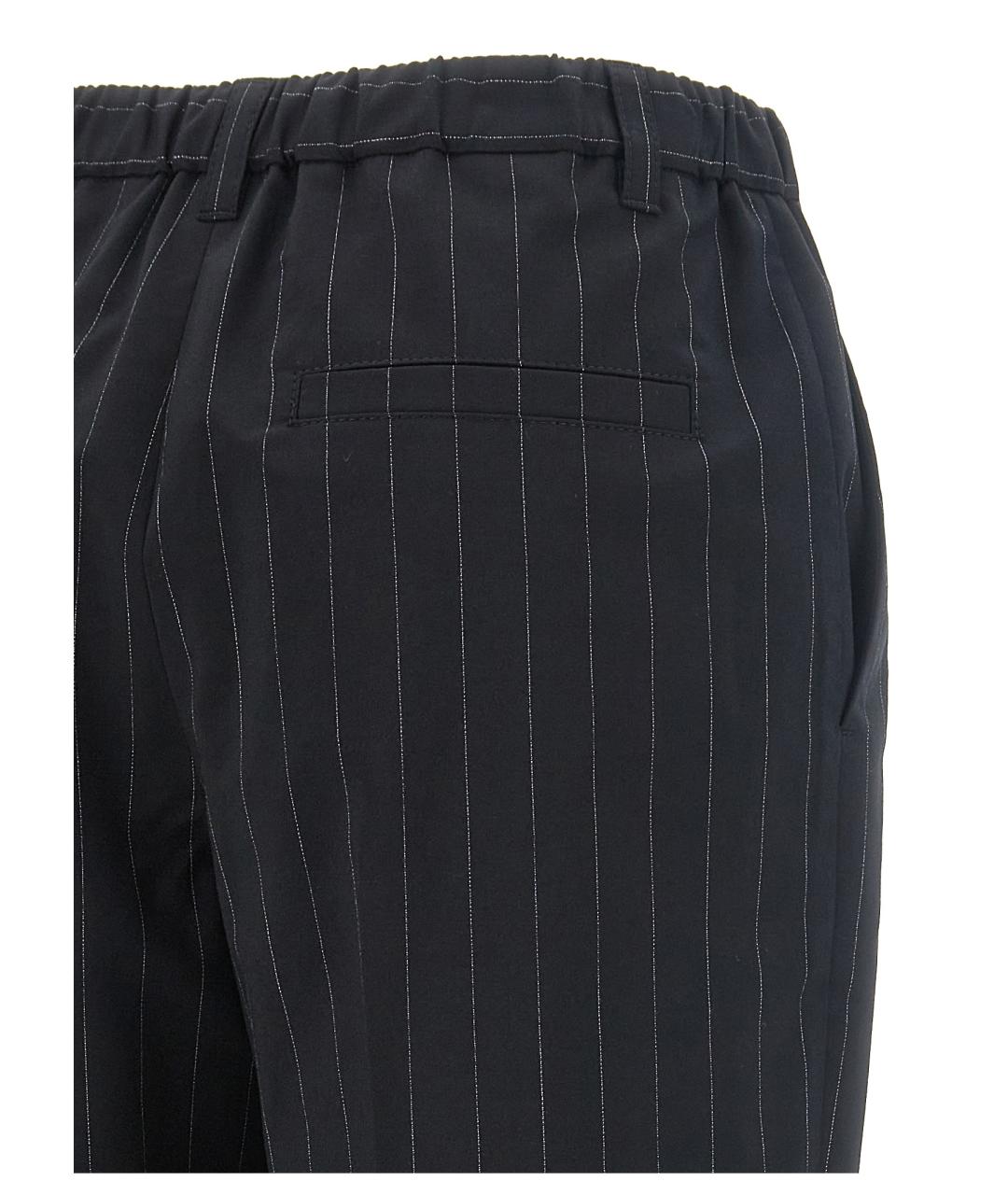 BRUNELLO CUCINELLI Черные шерстяные прямые брюки, фото 4