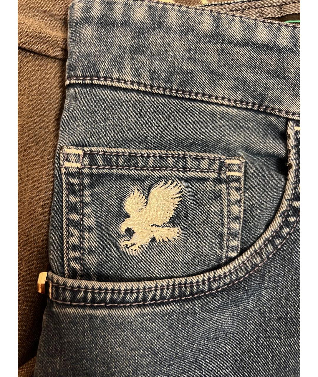 STEFANO RICCI Синие хлопко-полиэстеровые прямые джинсы, фото 4