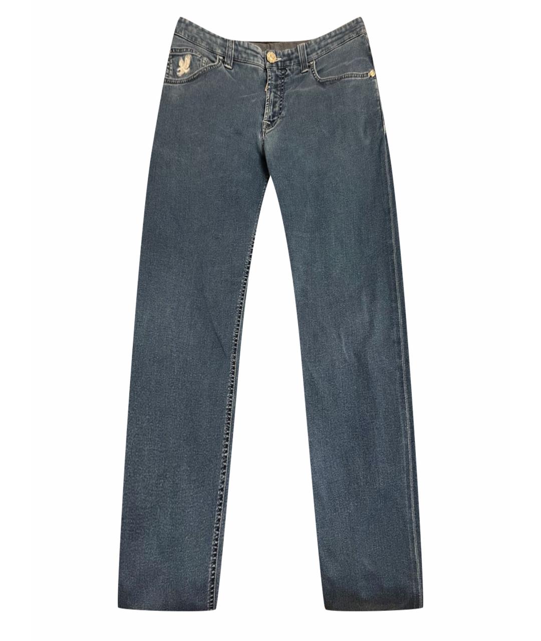 STEFANO RICCI Синие хлопко-полиэстеровые прямые джинсы, фото 1