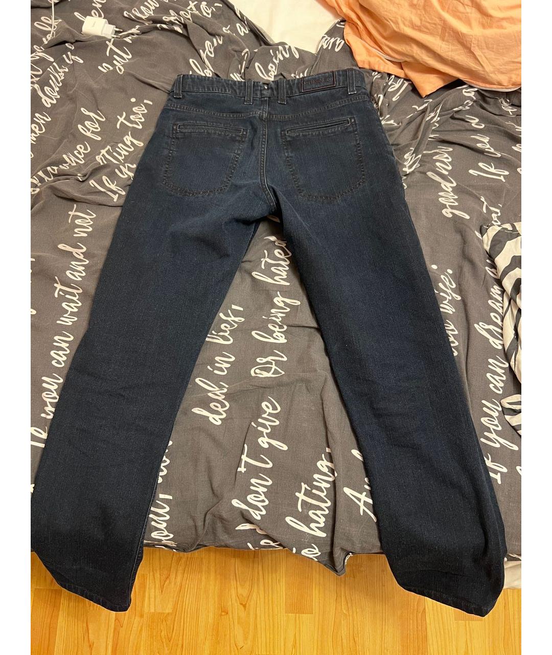 STEFANO RICCI Темно-синие хлопковые прямые джинсы, фото 2