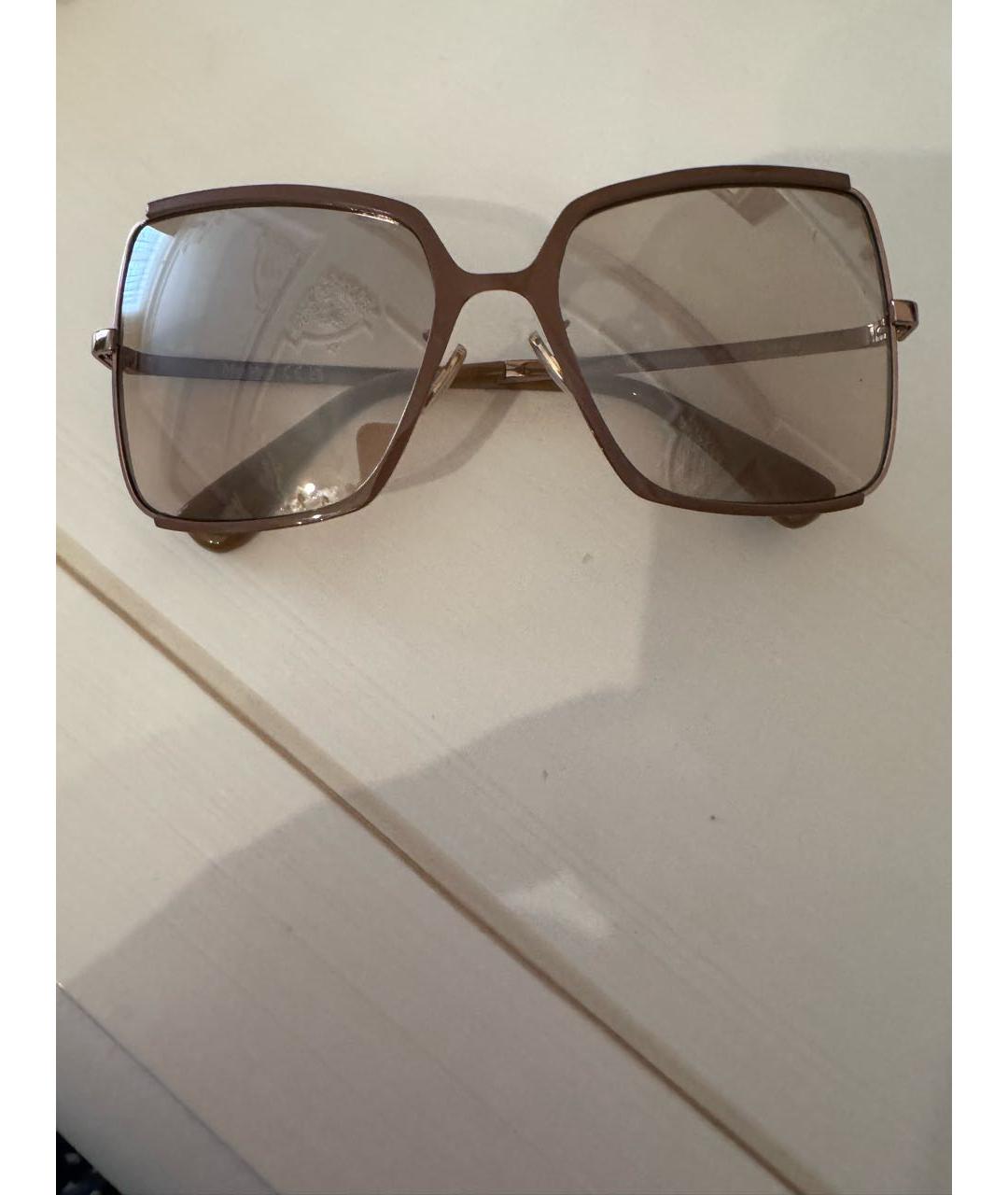 MAX MARA Бежевые металлические солнцезащитные очки, фото 5