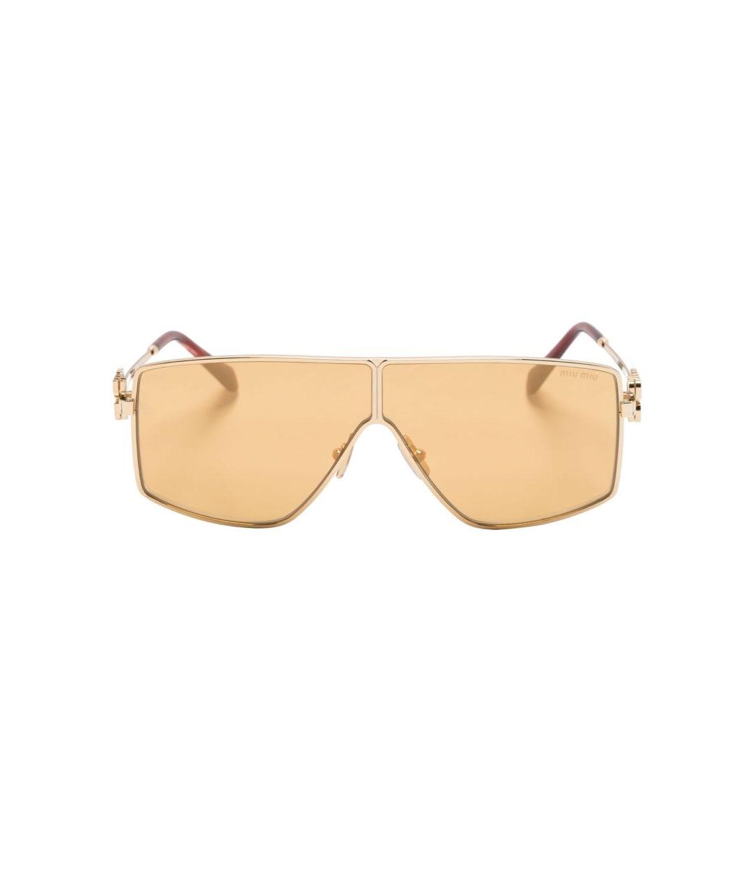 MIU MIU Горчичные металлические солнцезащитные очки, фото 2