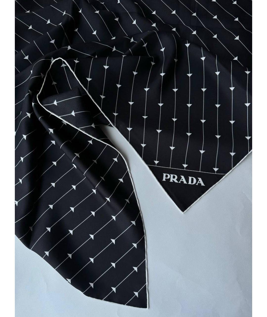 PRADA Черный шелковый платок, фото 2