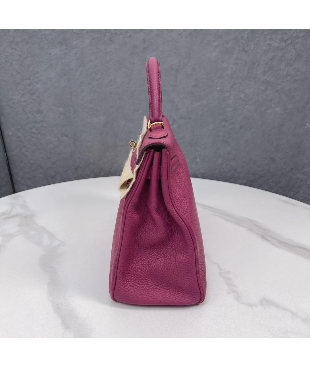 HERMES PRE-OWNED Фиолетовая кожаная сумка с короткими ручками, фото 5