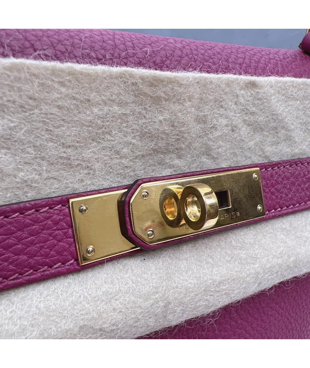 HERMES PRE-OWNED Фиолетовая кожаная сумка с короткими ручками, фото 9