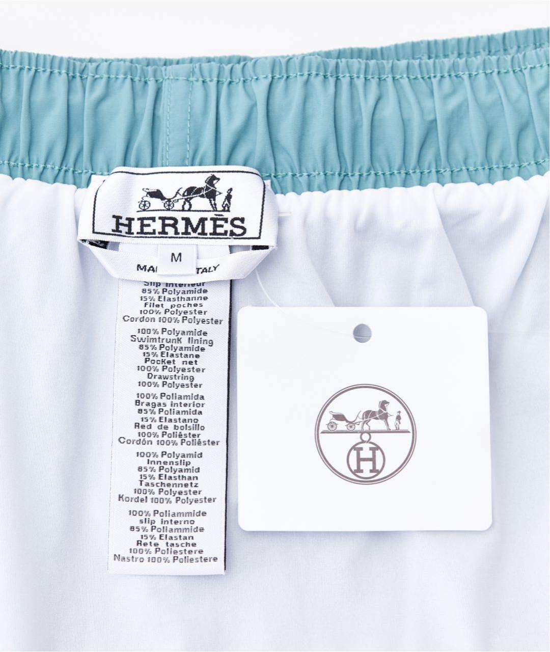 HERMES PRE-OWNED Бирюзовые полиамидовые шорты, фото 6