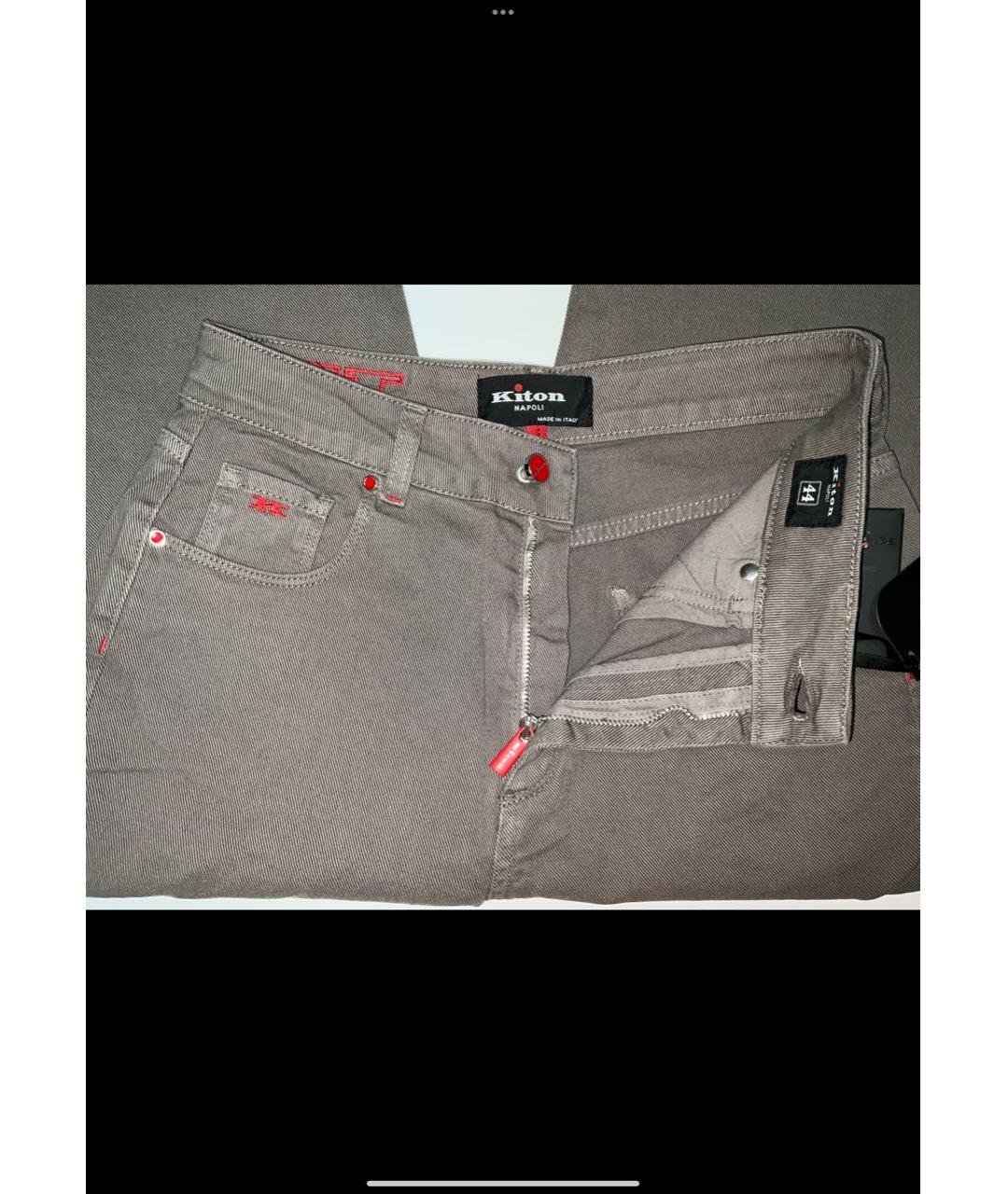 KITON Бежевые хлопко-эластановые прямые джинсы, фото 5