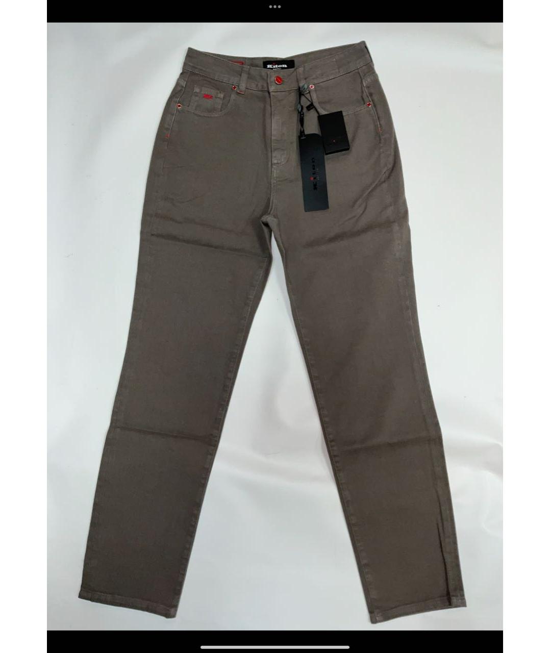 KITON Бежевые хлопко-эластановые прямые джинсы, фото 9