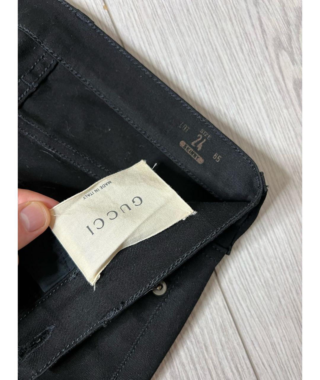 GUCCI Черные хлопко-эластановые джинсы слим, фото 7