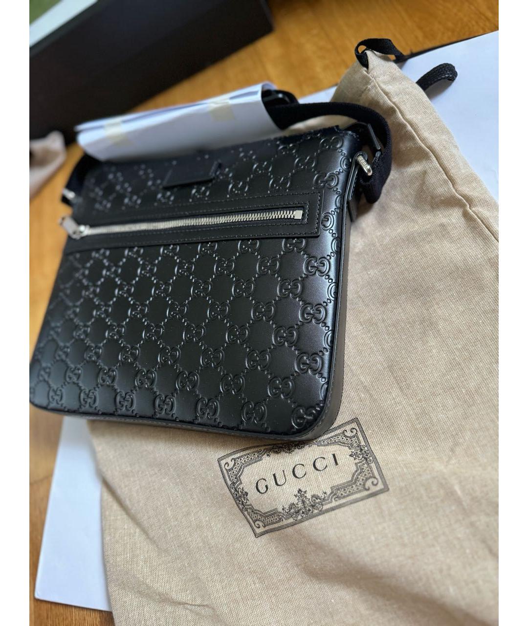 GUCCI Черная кожаная сумка на плечо, фото 2