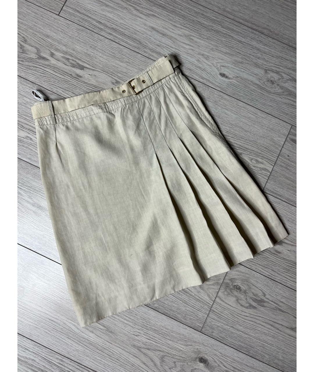CELINE PRE-OWNED Бежевая льняная юбка мини, фото 8
