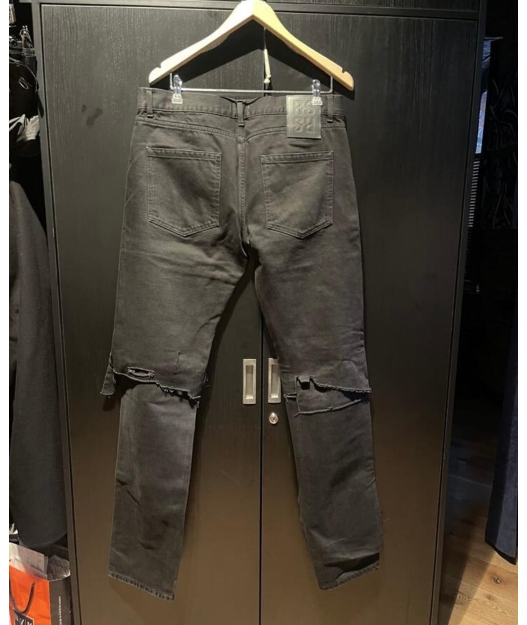 RAF SIMONS Черные хлопковые прямые джинсы, фото 2