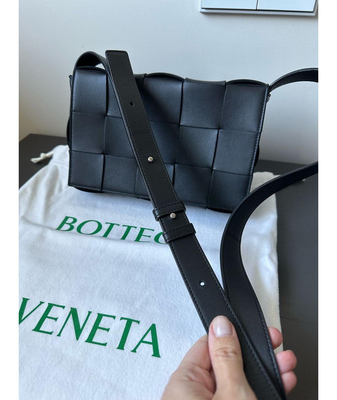 BOTTEGA VENETA Черная кожаная сумка через плечо, фото 6