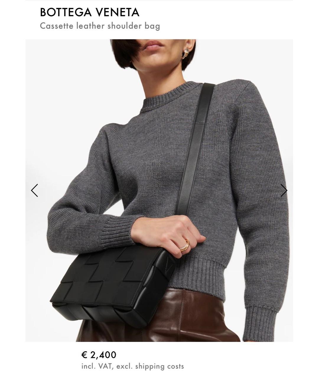 BOTTEGA VENETA Черная кожаная сумка через плечо, фото 7