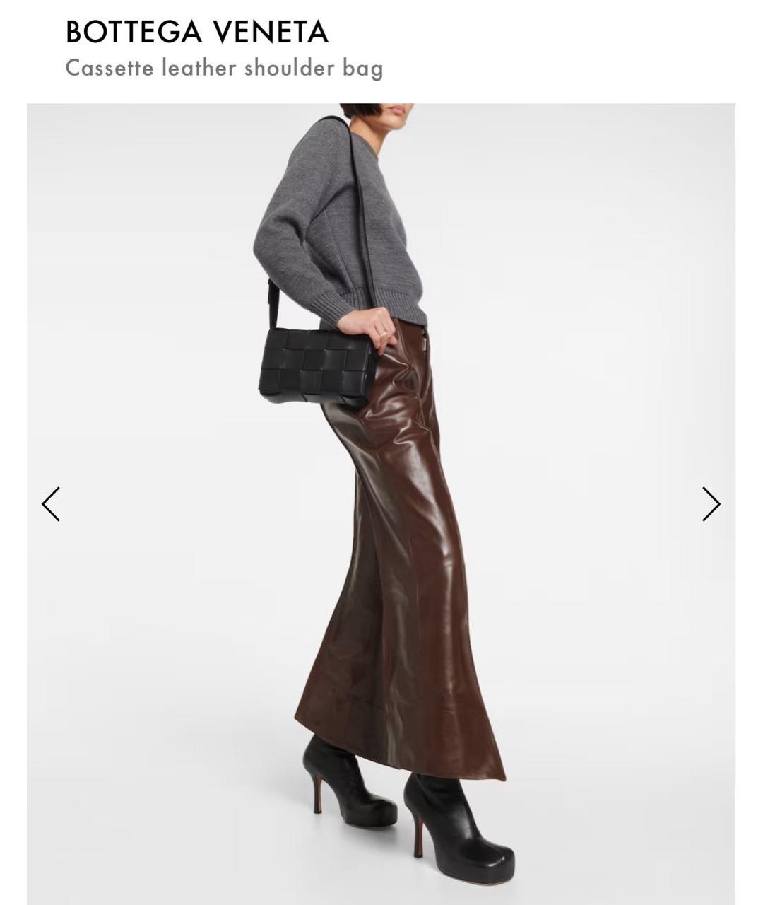 BOTTEGA VENETA Черная кожаная сумка через плечо, фото 8