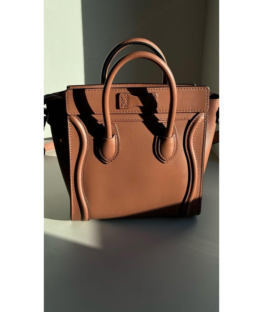 CELINE PRE-OWNED Коричневая кожаная сумка с короткими ручками, фото 2