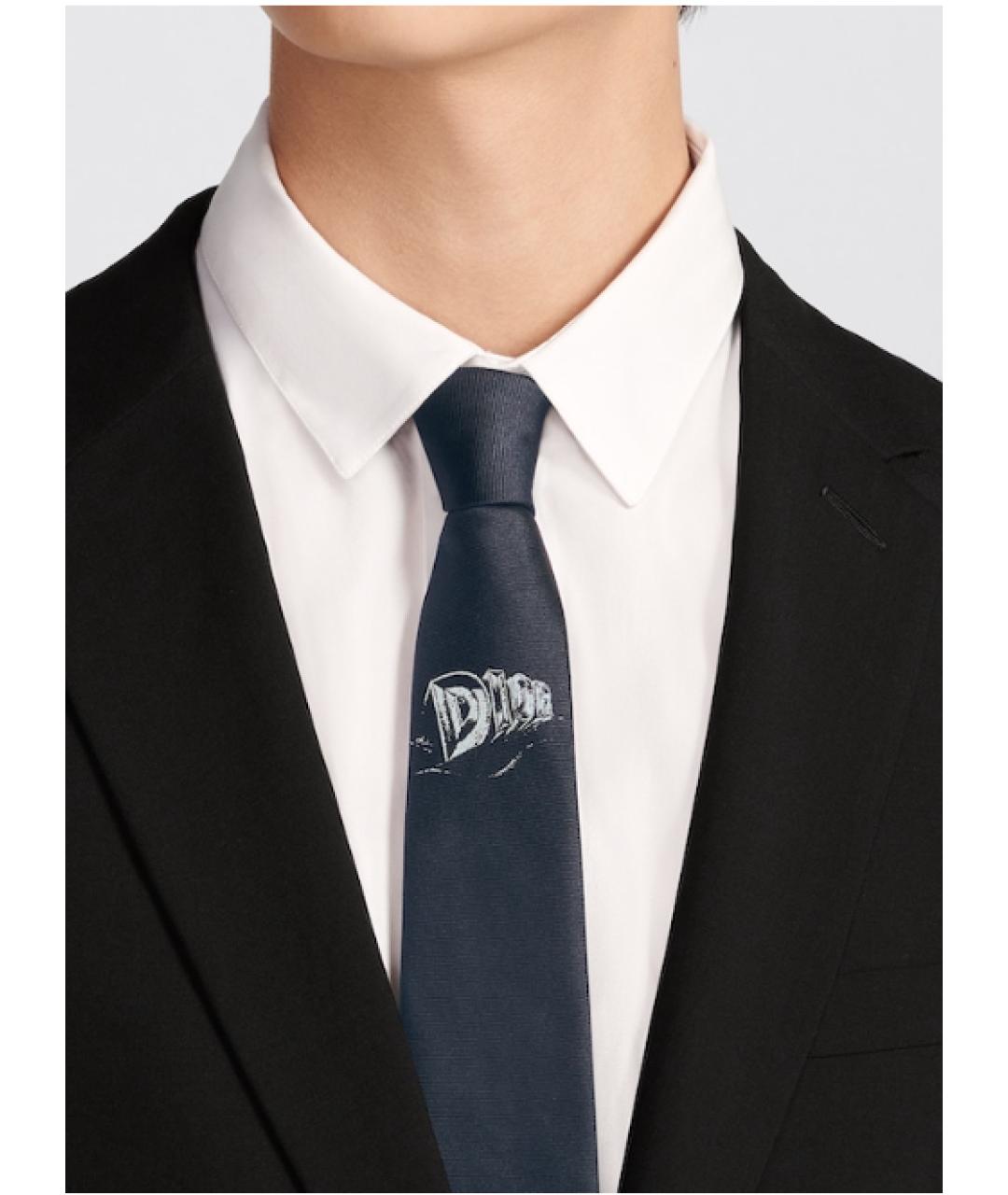 CHRISTIAN DIOR PRE-OWNED Темно-синий шелковый галстук, фото 3