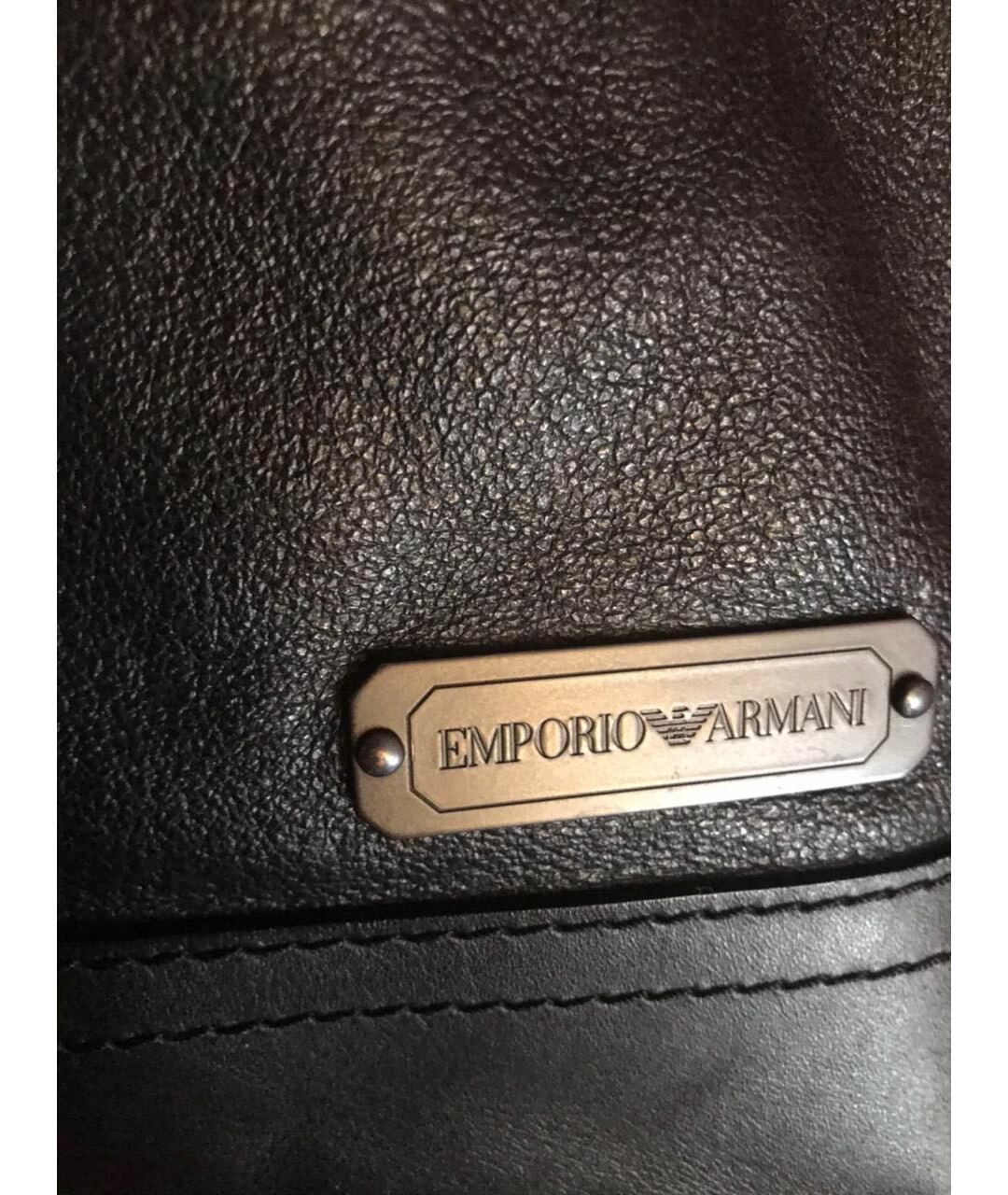 EMPORIO ARMANI Черная кожаная сумка на плечо, фото 3