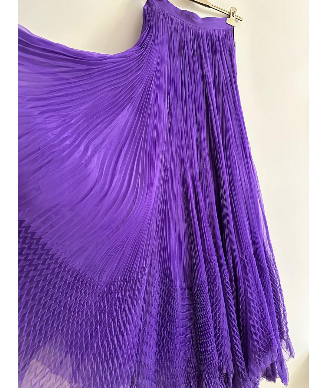 DSQUARED2 Фиолетовая шелковая юбка макси, фото 3
