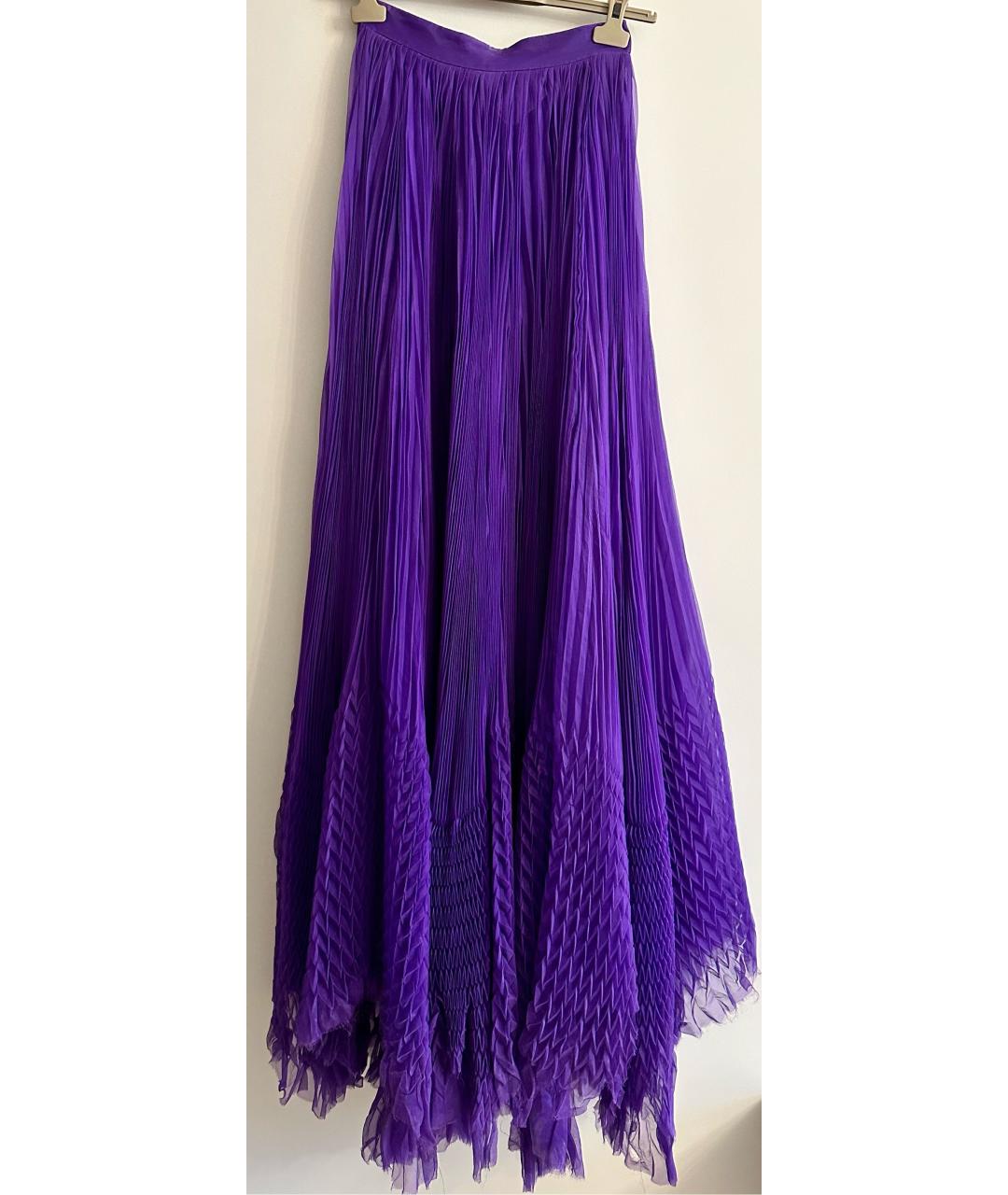 DSQUARED2 Фиолетовая шелковая юбка макси, фото 5