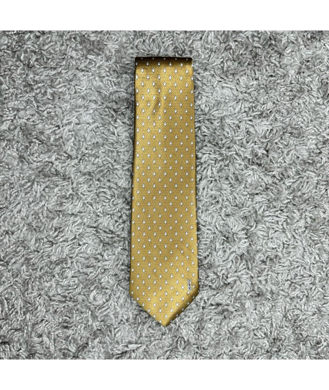 SAINT LAURENT Золотой шелковый галстук, фото 4