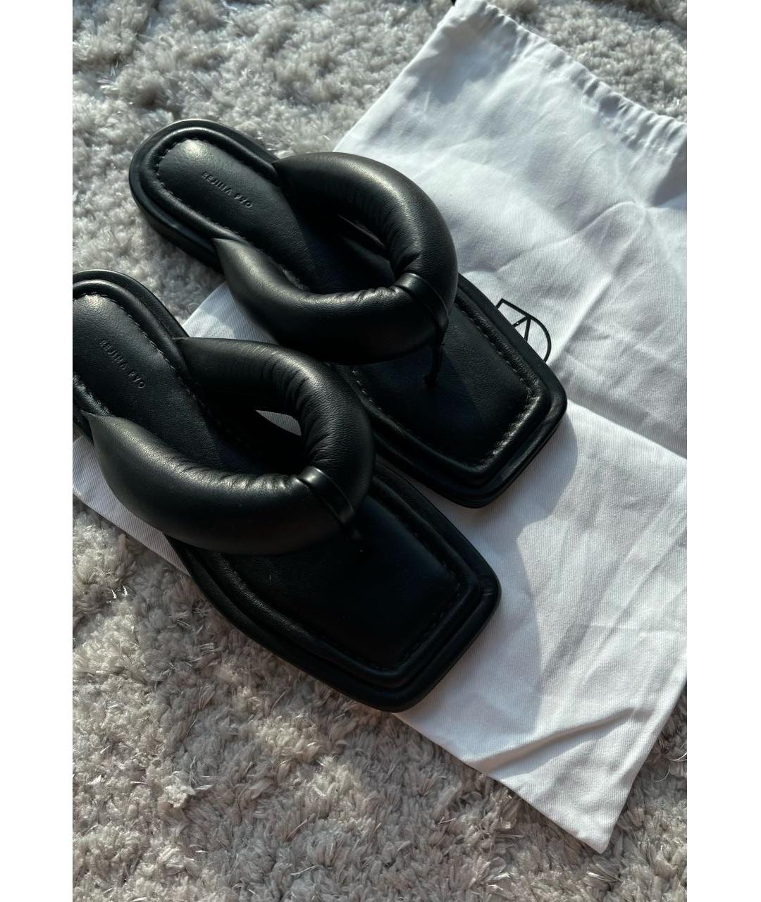 REJINA PYO Черные кожаные сандалии, фото 2