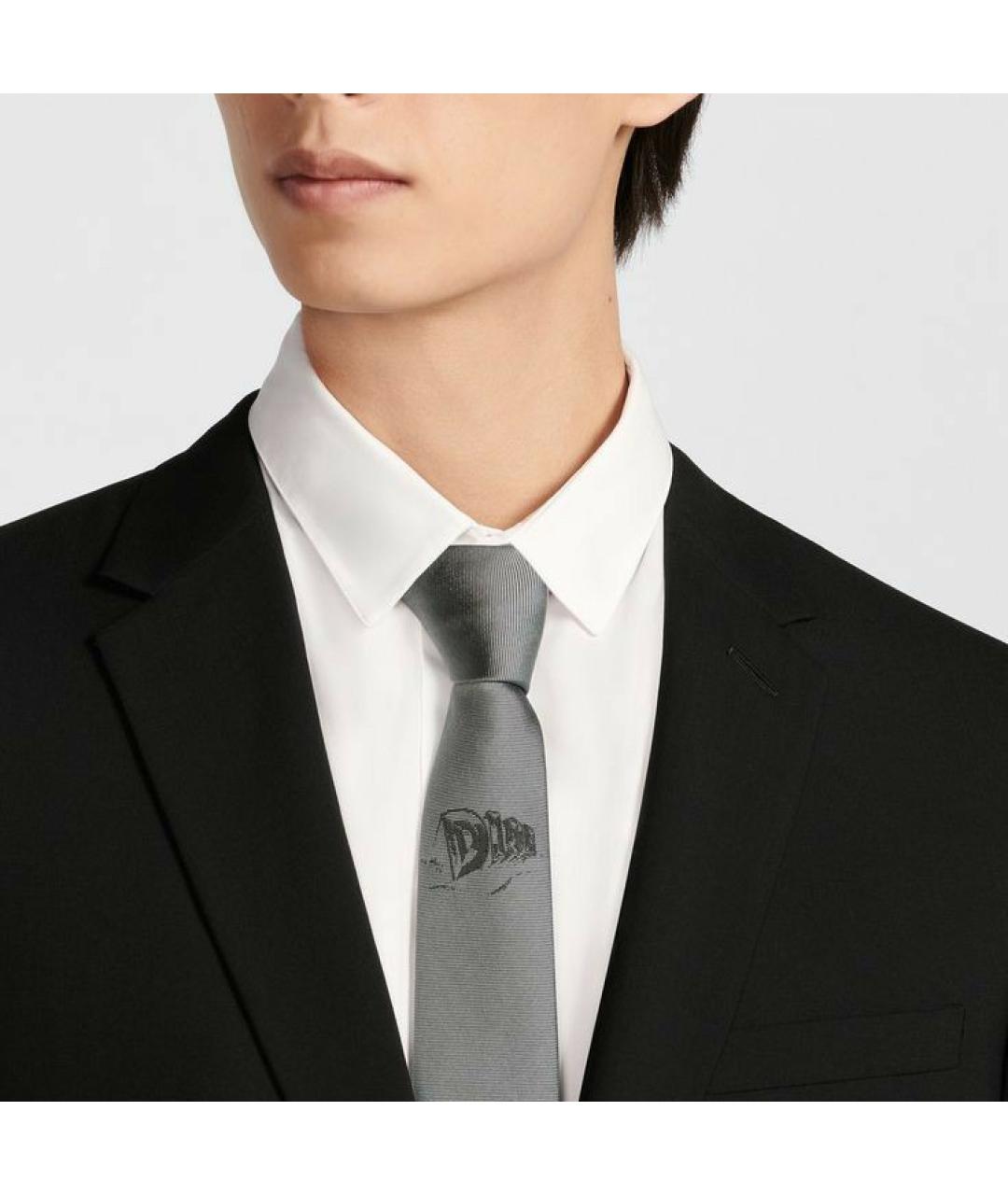 CHRISTIAN DIOR PRE-OWNED Серый шелковый галстук, фото 4