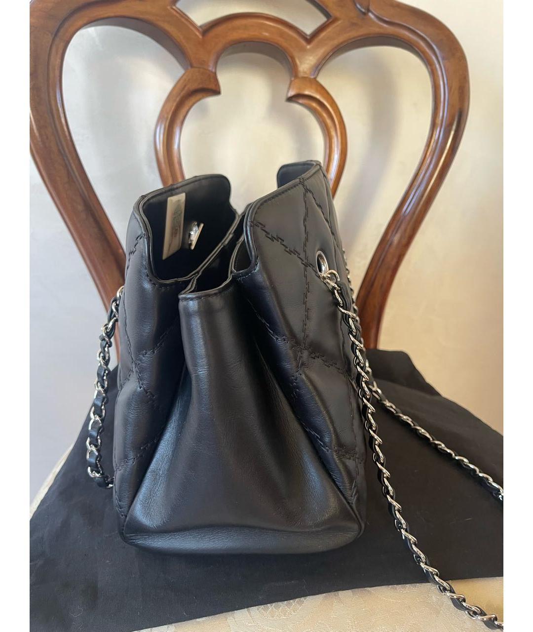 CHANEL PRE-OWNED Черная кожаная сумка тоут, фото 2