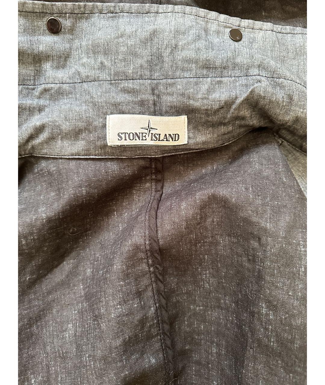 STONE ISLAND Антрацитовая льняная парка, фото 8