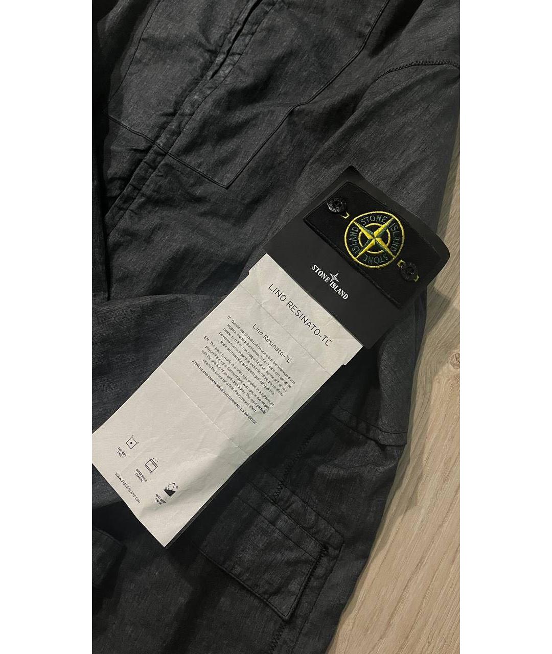 STONE ISLAND Антрацитовая льняная парка, фото 3