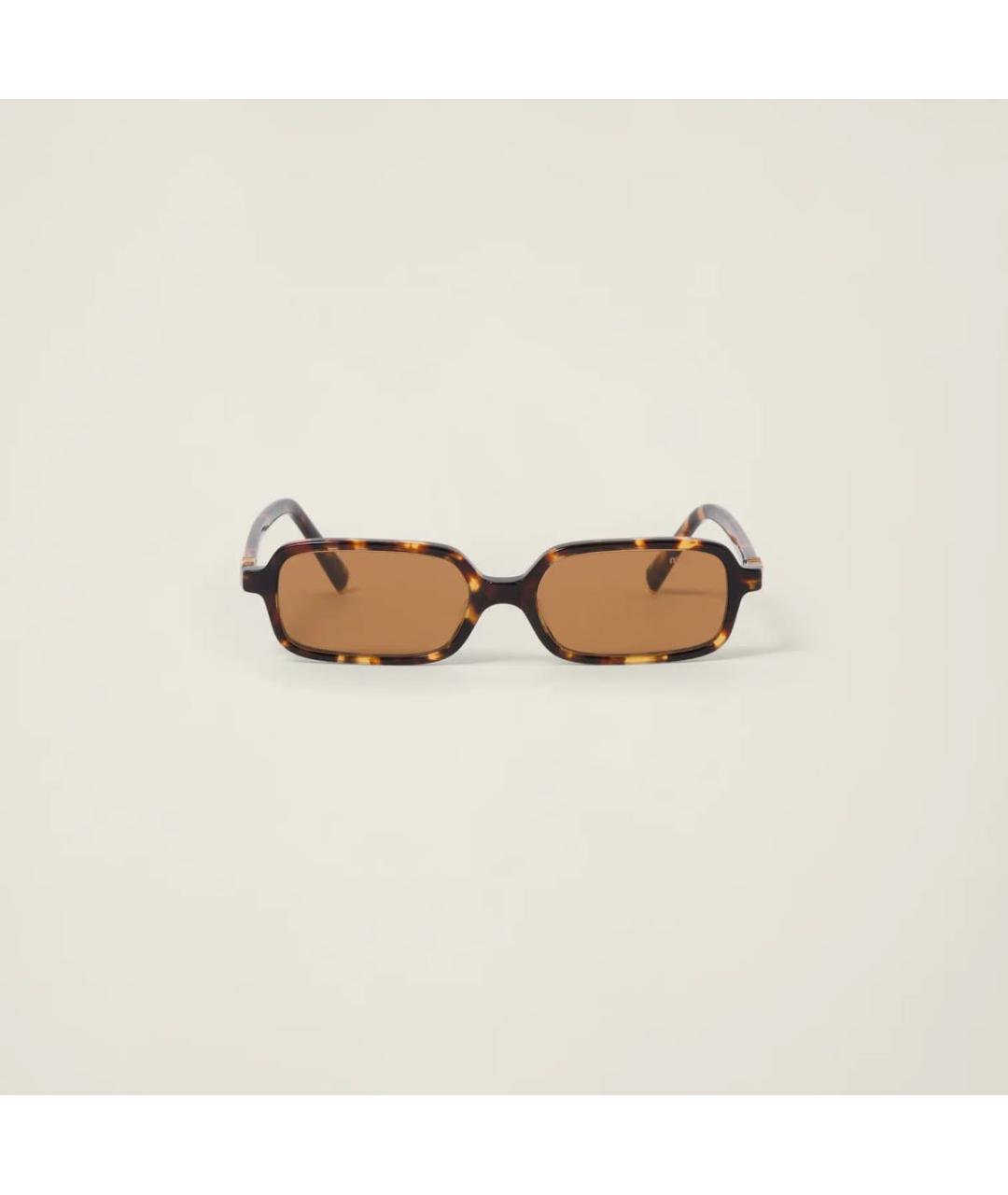 MIU MIU Коричневые пластиковые солнцезащитные очки, фото 7