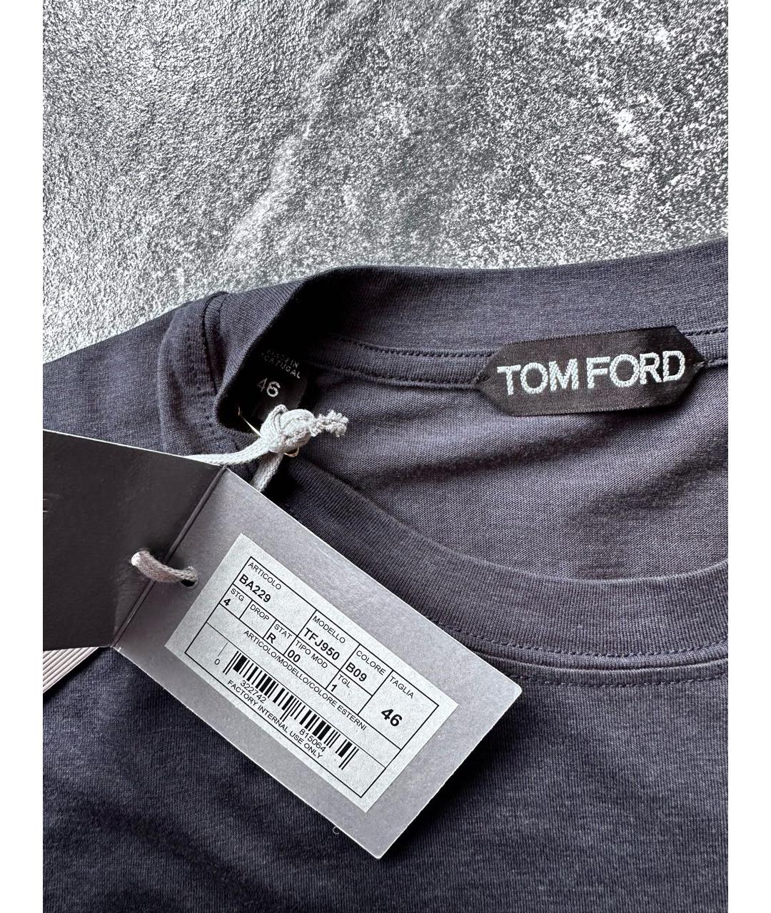 TOM FORD Темно-синяя хлопковая футболка, фото 4